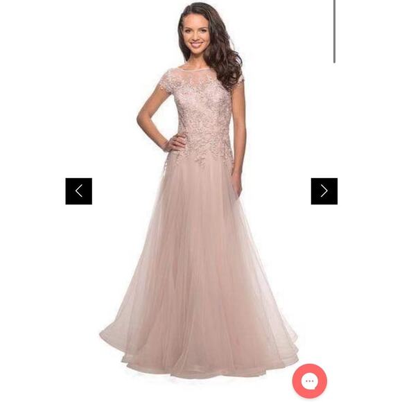 La Femme - 26893 Embroidered Lace Bateau A-line Dress Size 16 NWOT - Picture 2 of 9